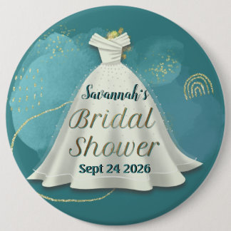 Bruidsmeisjesfeest Trouwjurk Diep Teal Goud Glitte Ronde Button 6,0 Cm