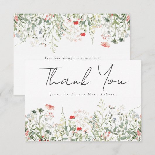 Bruidsmeisjesfeest Wilde Bloemenweide Bedankkaart (Voorkant / Achterkant)