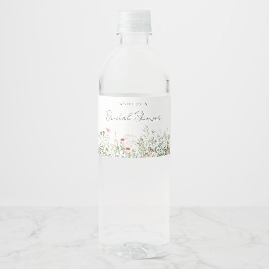 Bruidsmeisjesfeest Wilde Bloemenweide Waterfles Etiket (Voorkant)