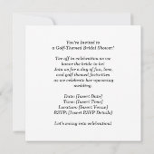 Bruidsmeisjesfeestje Golf gethematiseerd met golfb Save The Date (Achterkant)