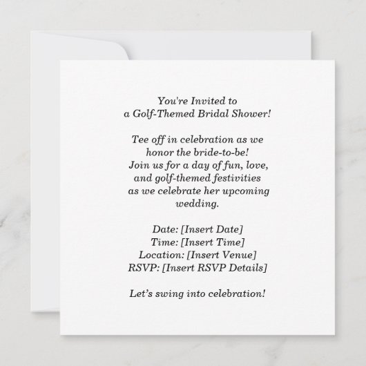 Bruidsmeisjesfeestje Golf gethematiseerd met golfb Save The Date (Achterkant)