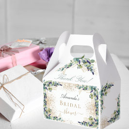 Bruidsmeisjeshavermaal eucalyptus gouden glitter d bedankdoosjes