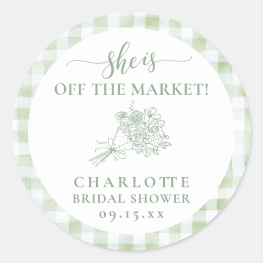 Bruidsmeisjeshower Boerenmarkt Ronde Sticker (Voorkant)