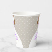 Bruidsmeisjeshuwelijk witte jurk paarse rozen papieren bekers (Rechts)