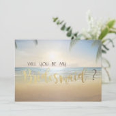 Bruidsmeisjeskaart Palms Sunset Beach Kaart (Staand voorkant)