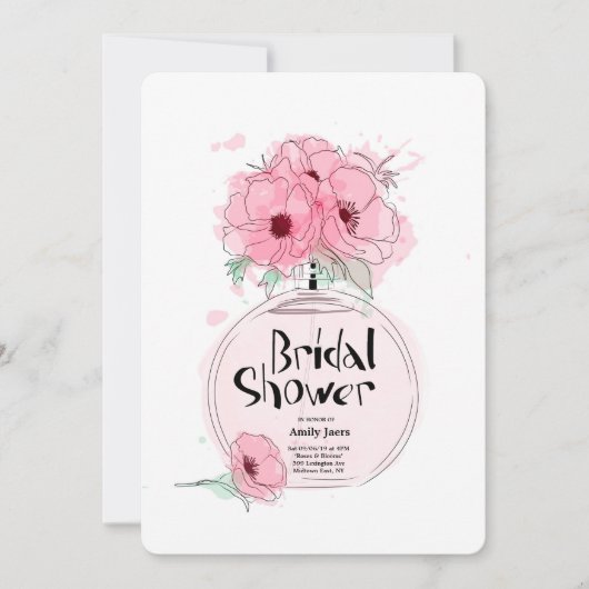 Bruidsmeisjesparfumfles met bloemen kaart (Voorkant)