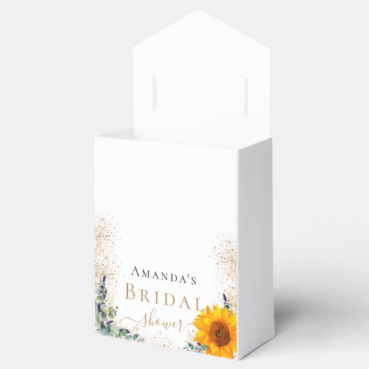 Bruidsmeisjessalon zonnebloemen eucalyptus bedankt bedankdoosjes (Geopend)