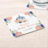 Bruidsmeisjesshower met blauwe en roze bloemige po kartonnen onderzetters (Schuin)