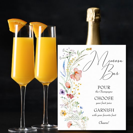Bruidsmeisjesshower Mimosa Bar met Wilde Bloemen Poster