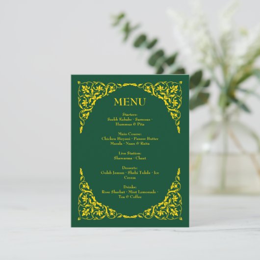 Bruidsmenu Emerald Elegance Informatiekaartje (Staand voorkant)