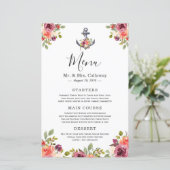 Bruidsmenu Flyer Met Anker En Bloemen (Staand voorkant)