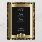 Bruidsmenu in Goud & Zwart Damast Menu (Achterkant)