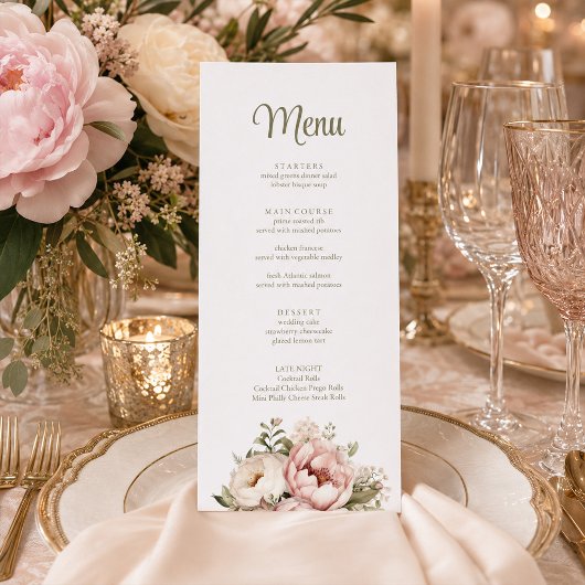 Bruidsmenu met Roze & Ivoren Pioen Menu