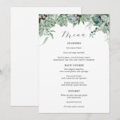 Bruidsmenu met sappige en eucalyptusgroene beplant menu (Voorkant / Achterkant)