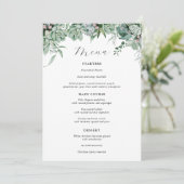 Bruidsmenu met sappige en eucalyptusgroene beplant menu (Staand voorkant)