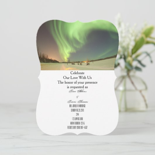Bruidsmenu Noordelijke lichten Bruiloft Feest Gast Kaart (Staand voorkant)