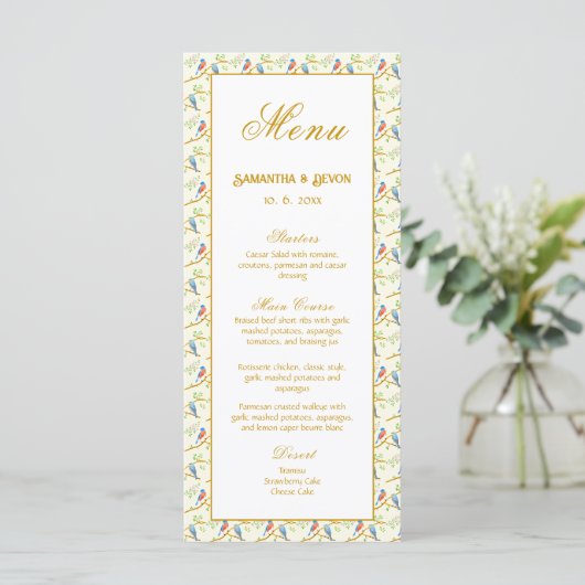 Bruidsmenu van Bluebirds Menu (Staand voorkant)