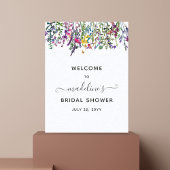 Bruidsmeubruiloft met wilde bloemenweide welkom  poster