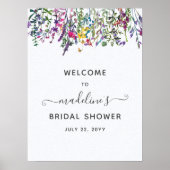 Bruidsmeubruiloft met wilde bloemenweide welkom  poster (Voorkant)