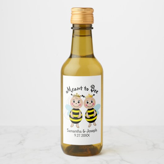 Bruidsmeubruiloftetiket voor drankjes Meant to Bee Wijn Etiket (Voorkant)