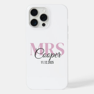 Bruidsnaam met trouwdatum Crimson Light Pink Pip iPhone 15 Pro Max Case