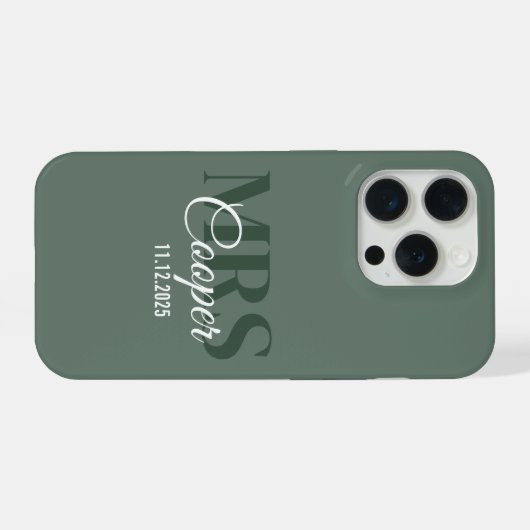 Bruidsnaam met trouwdatum Ivoren kleur tekst iPhone Hoesje (Achterkant horizontaal)