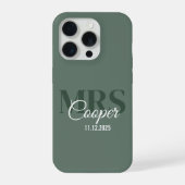 Bruidsnaam met trouwdatum Ivoren kleur tekst iPhone Hoesje (Achterkant)