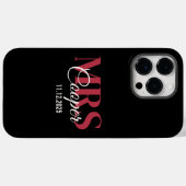 Bruidsnaam met trouwdatum karmozijnrode kleur Tex Case-Mate iPhone Case (Achterkant (horizontaal))