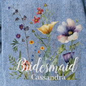 Bruidsnaam Wild Flowers Waterverf Bloemen Bruiloft Denim Jacket