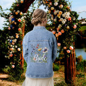 Bruidsnaam Wild Flowers Waterverf Bloemen Bruiloft Denim Jacket