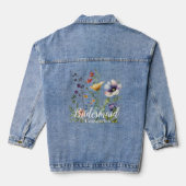 Bruidsnaam Wild Flowers Waterverf Bloemen Bruiloft Denim Jacket (Achterkant)