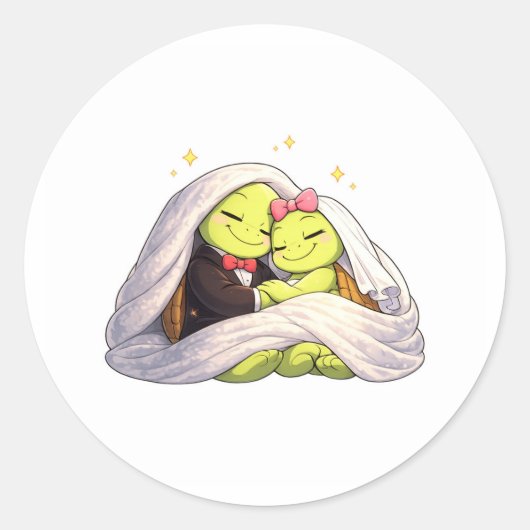Bruidsnacht Knuffel Ronde Sticker (Voorkant)