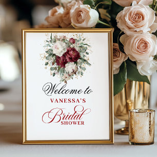 Bruidsontvangstbord 'Designer Blush Burgundy' Poster