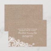 Bruidsontvangstkaart met Jute en Kant Kaart (Voorkant / Achterkant)