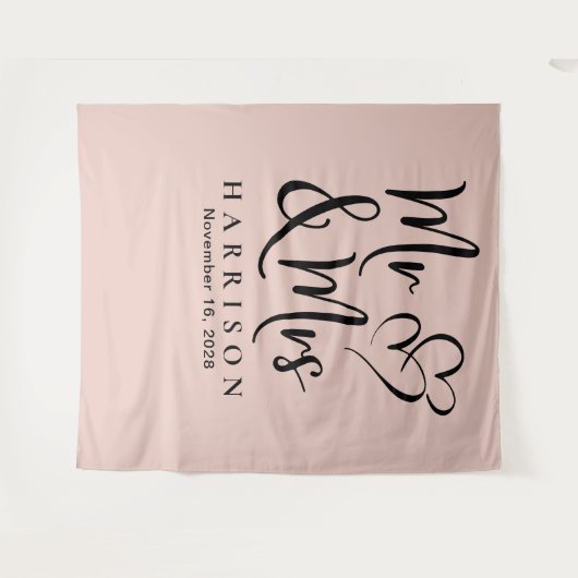 Bruidspaar Blush Roze Bruiloft Wandkleed (Voorkant (horizontaal))