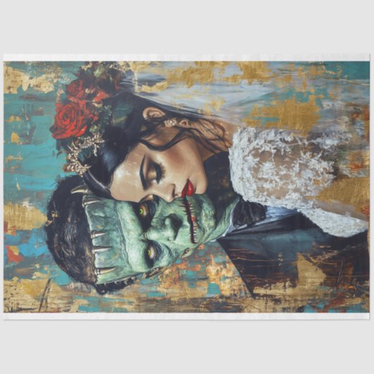 Bruidspaar Bruid van Frankenstein Decoupage Tissuepapier (Voorkant)