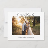 Bruidspaar Foto Dankkaart met Hart Script Kaart (Voorkant)