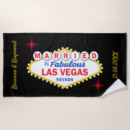 Bruidspaar getrouwd op Las Vegas zwembadfeest Strandlaken