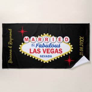 Bruidspaar getrouwd op Las Vegas zwembadfeest Strandlaken