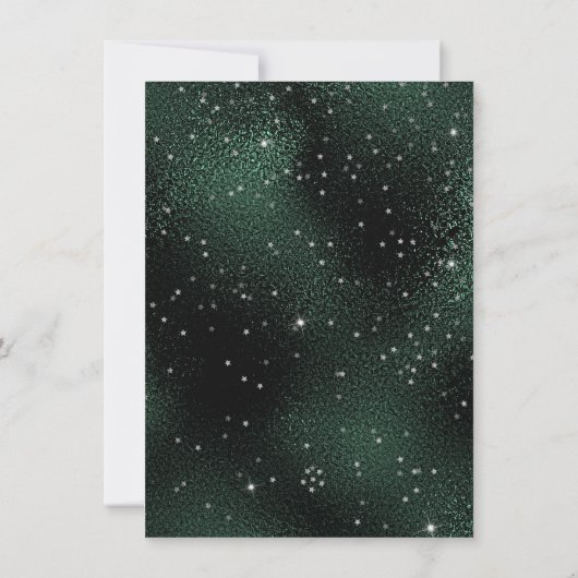 Bruidspaar Glas Diep Groen Zilveren Sterren Bachel Kaart (Achterkant)