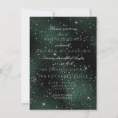 Bruidspaar Glas Diep Groen Zilveren Sterren Bachel Kaart (Voorkant)
