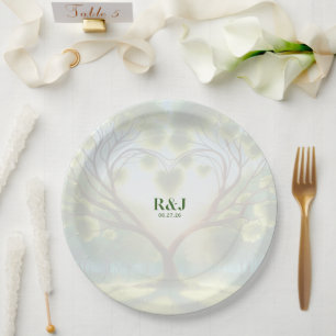 Bruidspaar groen monogram papieren bordje