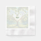 Bruidspaar groen monogram servet (Voorkant)