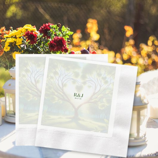 Bruidspaar groen monogram servet