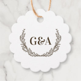 Bruidspaar Initiaal & Takken Bruidsmonogram Bedankjes Labels