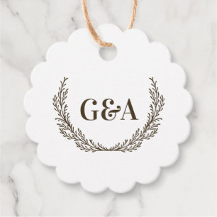 Bruidspaar Initiaal & Takken Bruidsmonogram Bedankjes Labels