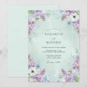 Bruidspaar Mint Paars Wisteria Kaart (Voorkant / Achterkant)