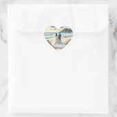 Bruidspaar op het strand hart sticker (Tas)