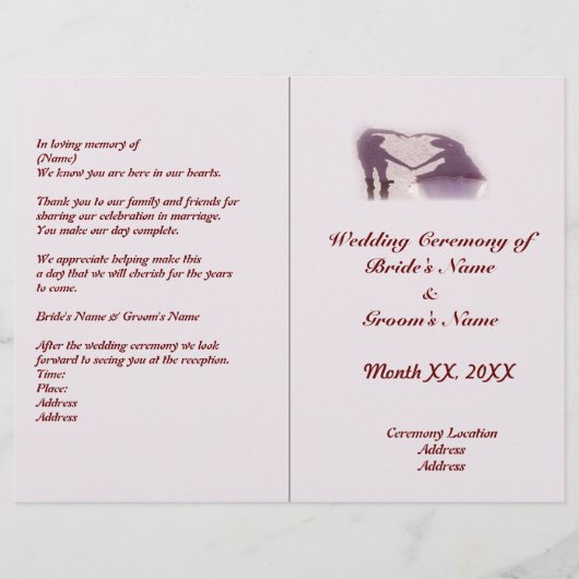 Bruidspaar Silhouet Hart in Zand Bruiloft (Voorkant)