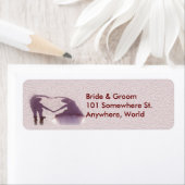 Bruidspaar Silhouet Hart in Zand Bruiloft Etiket (Insitu)